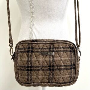 Bella Taylor quilted plaid crossbody bag brown tan black country 100% cotton